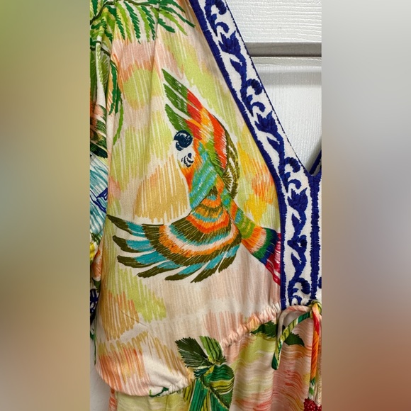 Rare‼️FARM Rio Tropical Print V-Neck Puff Sleeve Maxi Dress Fits Size XS or S - Picture 15 of 16